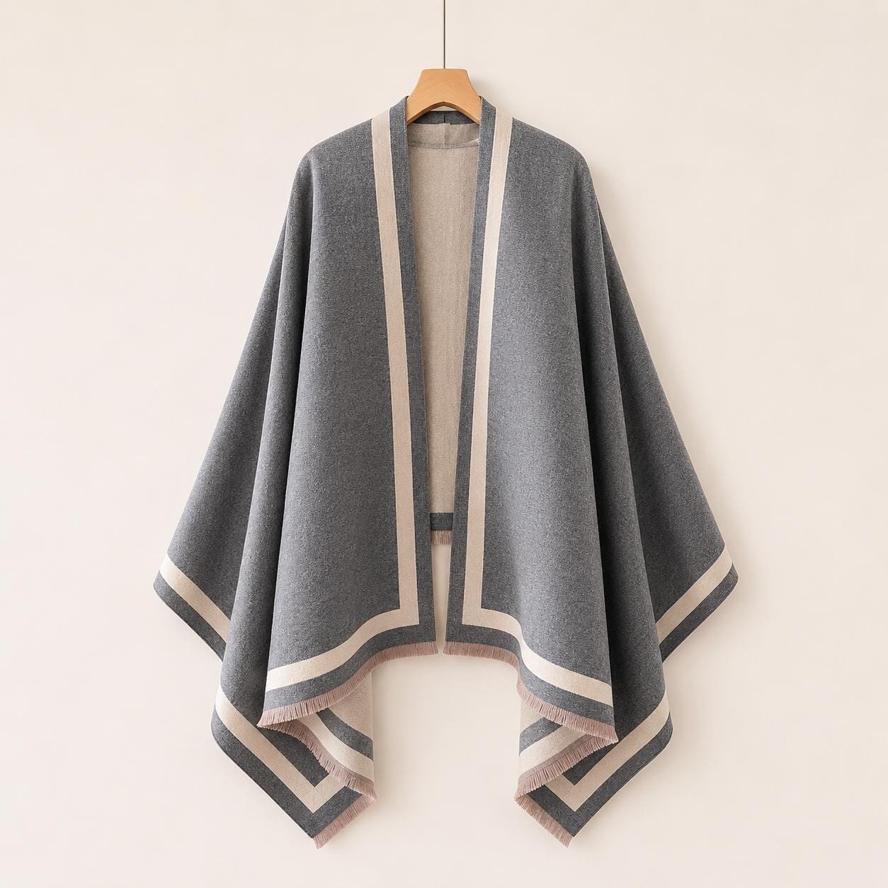 Women's Ruana Cape Wrap, Open Front Poncho Cardigan, Soft Shawl Kimono Jacket